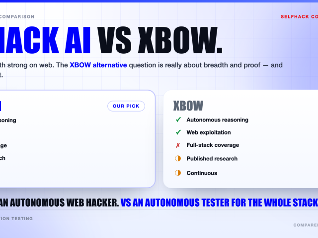 xbow-alternative-selfhack-vs-xbow XBOW alternative — SelfHack AI vs XBOW: both autonomous, but SelfHack AI covers the full stack from web to CPU/GPU firmware with published exploit-validated research | SelfHack AI
