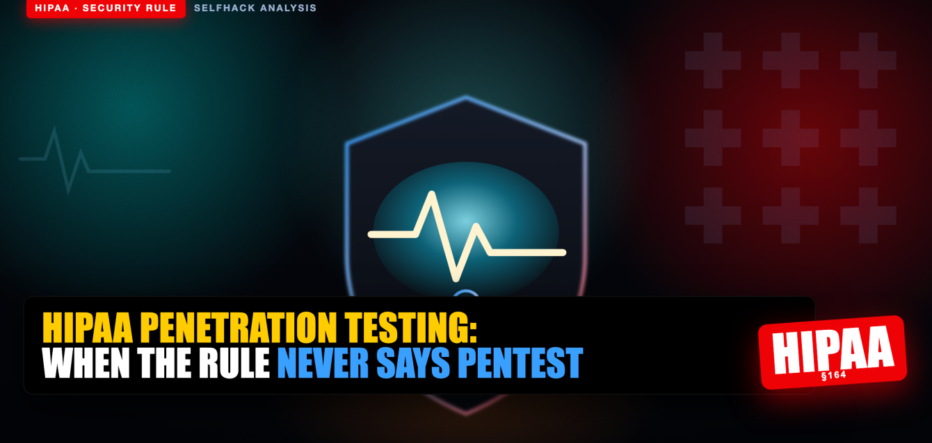 hipaa-penetration-testing-hero HIPAA penetration testing — how a test satisfies the Security Rule's risk analysis and evaluation requirements for electronic protected health information | SelfHack AI